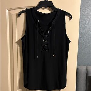 White House Black Market Black Lace-Up Tank Top